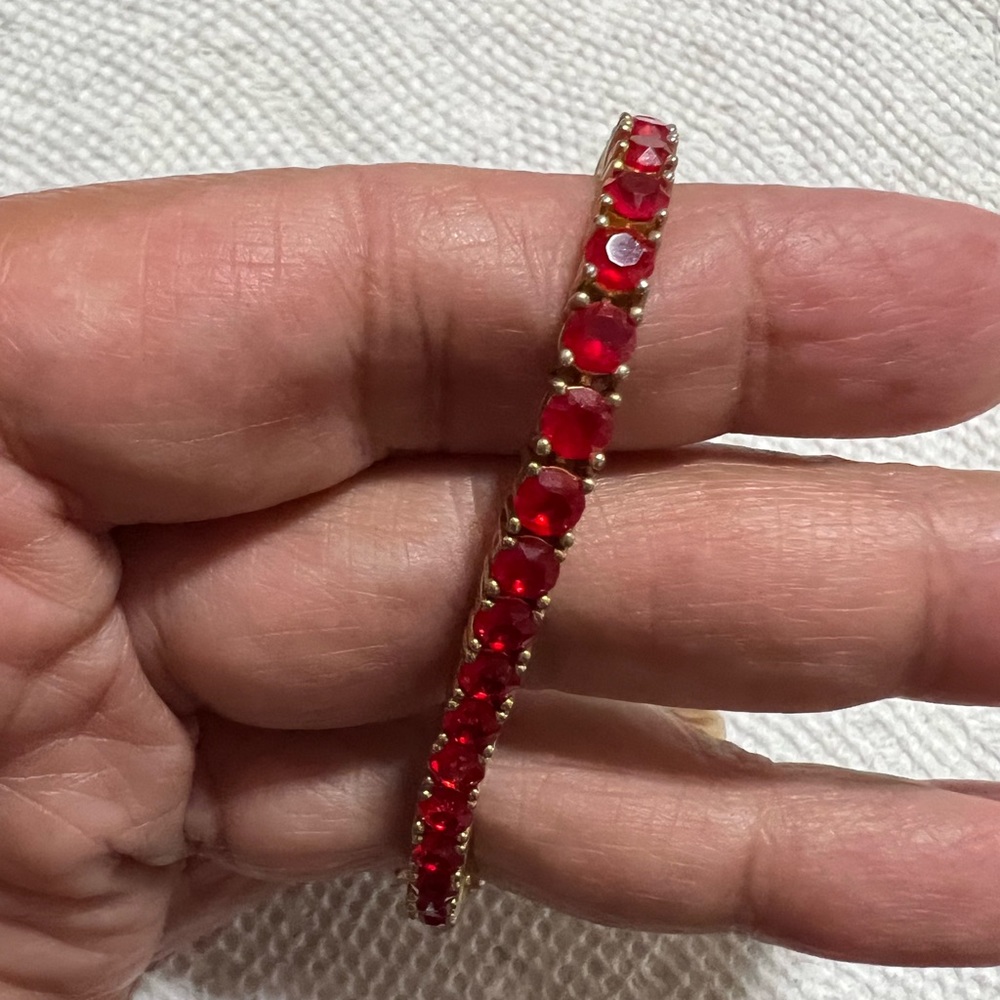 Seta stamped beautiful tennis bracelet gold plated with red crystal